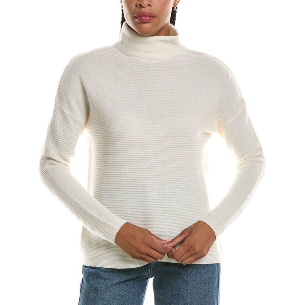 Forte Cashmere Womens Textured Slouchy Funnel Neck 100% Cashmere Sweater